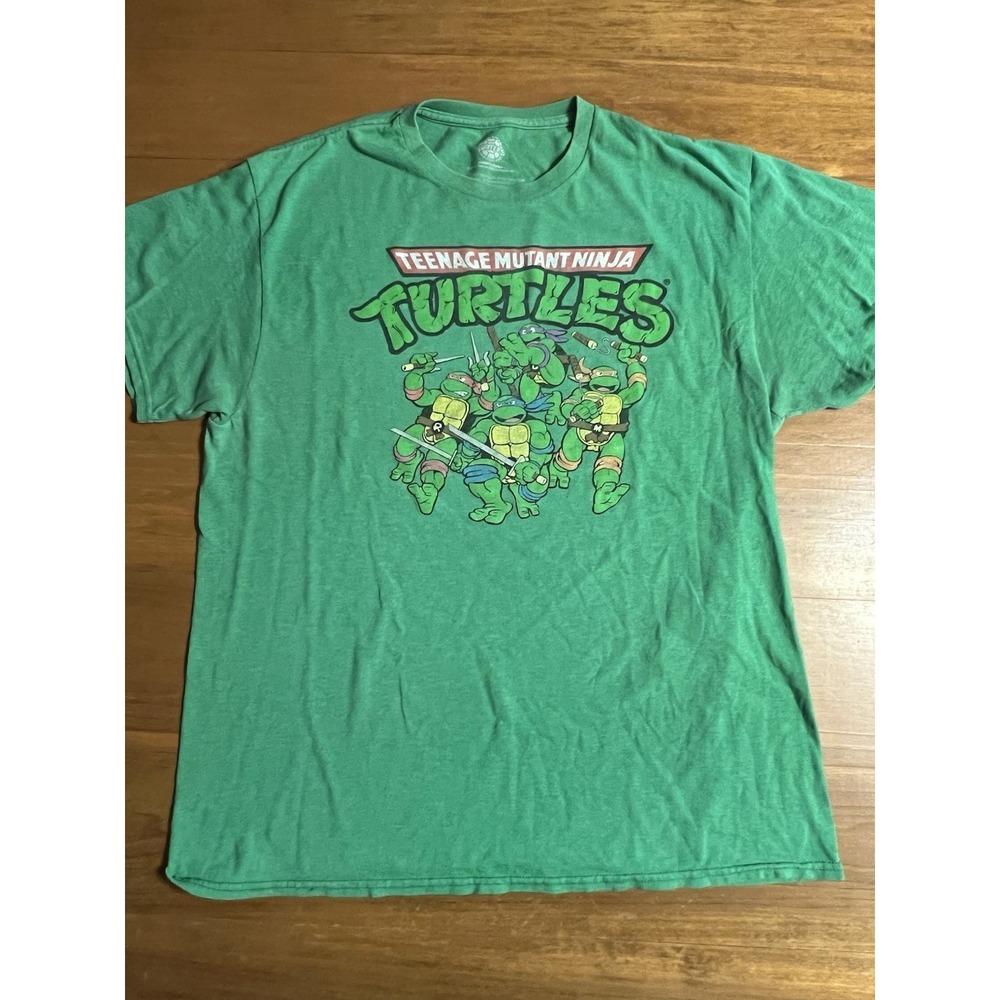 Vintage Y2K Teenage Mutant Ninja‎ Turtles TMNT Adult LG Green Short Sleeve Shirt